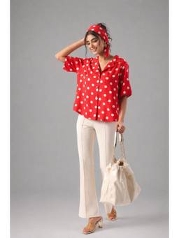 Twenty Dresses by Nykaa Fashion - Red Polka Dot Casual Shirt
