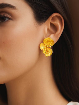 Digital Dress Room - Gold Plated Flower Design Western Earrings