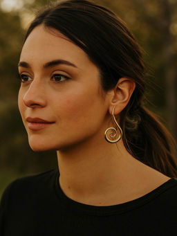 Digital Dress Room - Gold Plated Spiral Design Western Earrings