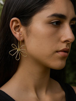 Digital Dress Room - Gold Plated Flower Design Western Earrings