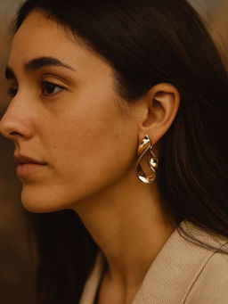 Digital Dress Room - Gold Plated Twist Design Western Earrings