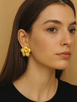 Digital Dress Room - Gold Plated Flower Design Western Earrings