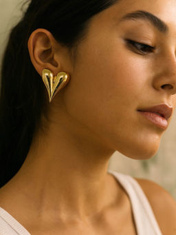 Digital Dress Room - Gold Plated Heart Design Western Earrings