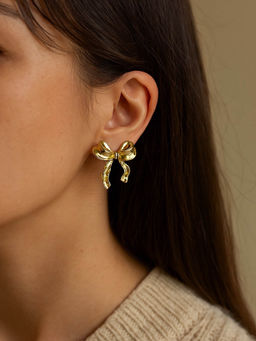 Digital Dress Room - Gold Plated Bow Design Western Earrings