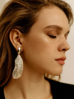 Digital Dress Room - Silver Plated Leaf Design Western Earrings