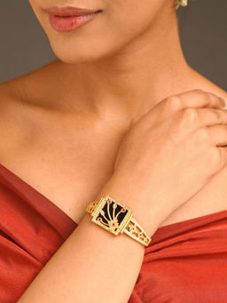 Abdesigns - Gold Plated American Diamond Studded Hand Bracelet