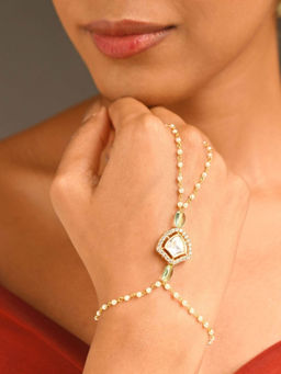 Abdesigns - Gold Plated Kundan Studded Hand Hand Harness
