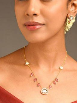 Abdesigns - Sophisticated Gold Plated Multi-Colour Polki American Diamond Jewellery Set
