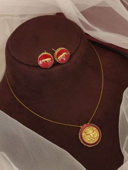 Abdesigns - Elegant Red Gold Plated Jewellery Set