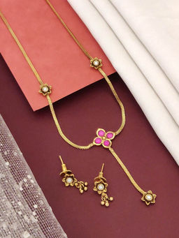 Abdesigns - Gold Plated Kemp stone Studded Polki Jewellery Set