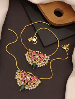 Abdesigns - Enchanting Pachi Kundan Gold Plated Multi-Colour Anklet