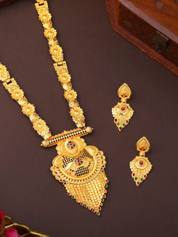 Estele - Traditional Gold-Plated Long Gehena Temple Jewellery Set