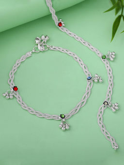 Estele - Silver Plated Gehena Traditional Colourful Payal