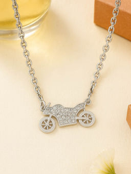Estele - Silver Finish Gehena Trendy Lightweight Bike Necklace