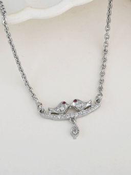 Estele - Gehena Silver Finish Lovebird Charm Necklace