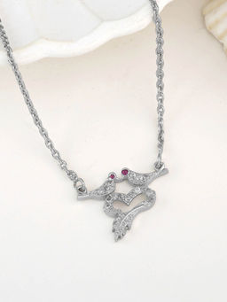 Estele - Gehena Silver Finish Lightweight Lovebird Necklace