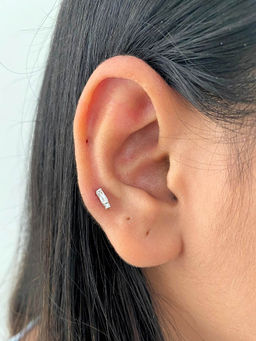 Boldiful - Exclamation Helix Sterling Silver 5A Cubic Zirconia Earstuds