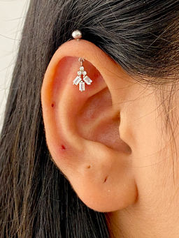 Boldiful - Vivid Sterling Silver 5A Cubic Zirconia Drop Helix Earrings