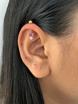 Boldiful - Bitsy 18k Gold Vermeil Plated Amethyst Drop Helix Earrings