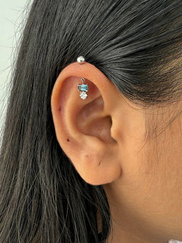 Boldiful - Bitsy Sterling Silver London Blue Topaz Drop Helix Earrings