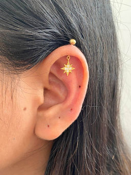 Boldiful - Sterling Silver Gold Plated Cubic Zirconia Stones Studded Contemporary Studs