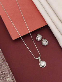 Abdesigns - Sophisticated Silver Plated Cz Diamond Jewellery Set