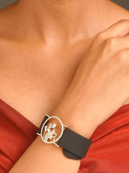 Abdesigns - Silver Plated American Diamond Studded Belt Bracelet