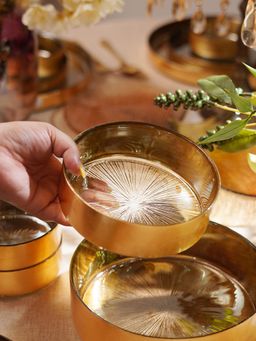 Pure Home + Living - Set Of 2 Gold Serving Bowls with Goil Foil Rim
