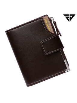 FUR JADEN - Brown Card Holder Wallet with 8 Credit Card Slots Plus 2 ID Card Slots and Coin Zip Pocket