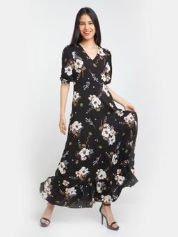 Zink London - Womens Black Floral Maxi Dress
