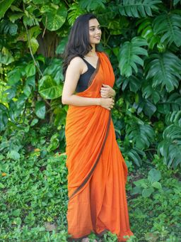 I LOVE SAREES - Marmalade Rush Border Saree without Blouse