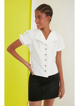 Trendyol - White Button Down Shirt With Collar