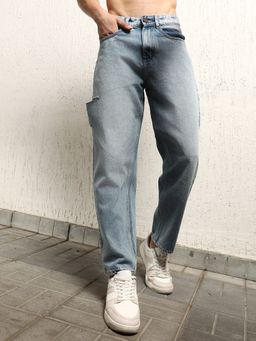 Hubberholme - Men Relaxed Straight Fit Heavy Fade distressed Cotton Jeans