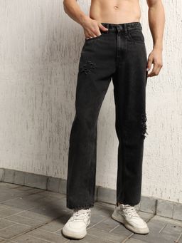 Hubberholme - Men Relaxed Fit Low Distress Heavy Fade Pure Cotton Jeans