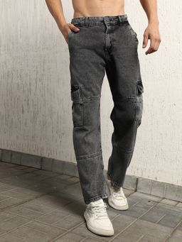Hubberholme - Men Relaxed straight Fit Light Fade cargo Cotton Jeans