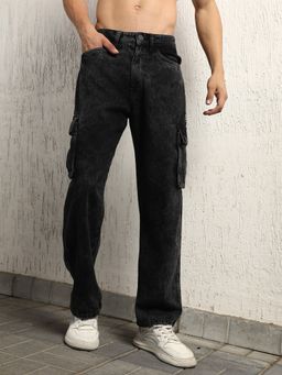 Hubberholme - Men Relaxed straight Fit Light Fade cargo Cotton Jeans