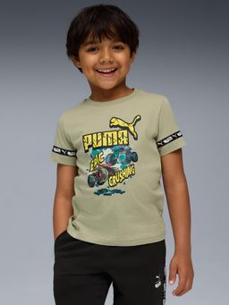 Puma - X Hot Wheels Boys Green Graphic Crew Neck T-Shirt