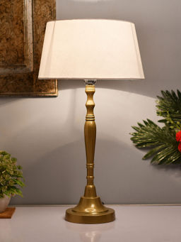 Homesake - Imperial Gold Lamp White Drum Shade