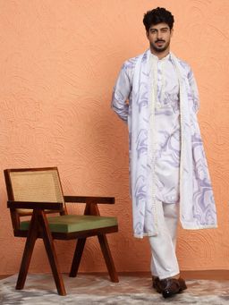 KRAFT INDIA LUXE - Cotton Silk Tie-Dye Printed Purple Kurta with Pant and Dupatta