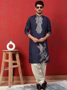 KRAFT INDIA LUXE - Work Embroidered Blue Kurta with Salwar