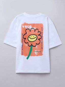 Taffy - White Printed Comfortable Fit T-Shirt