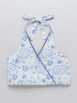 Taffy - White Printed Comfortable Fit Top (6-7 Years)