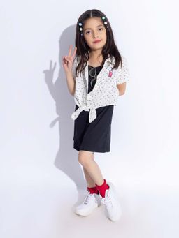 Taffy - Black Polka Dots Comfortable Fit Shirt and Dress (Set of 2) (10-11 Years)