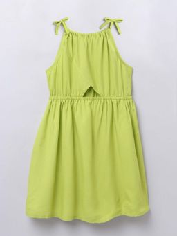 Taffy - Green Solid A-Line Fit Dress (9-10 Years)
