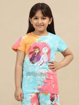 Kidsville - Official Frozen Graphic Printed Multicoloured Regular Fit Tshirt For Girls