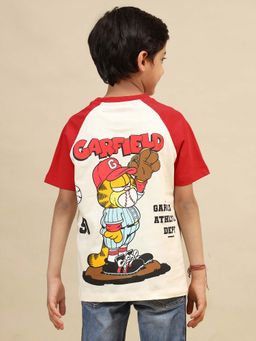 Kidsville - Official Garfield Graphic Printed Multicoloured Regular Fit Tshirt For Boys