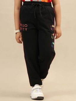 Kidsville - Official Hello Kitty Graphic Printed Black Regular Fit Jogger For Girls