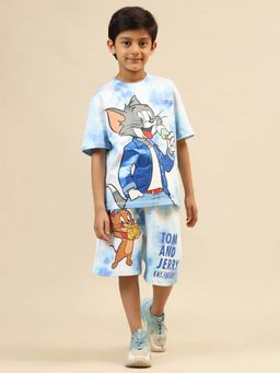 Kidsville - Official Tom & Jerry Graphic Printed Multicoloured Regular Fit Tshirt And Short Set For Boys (Set of 2)