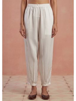 House of Chikankari - White Hoc Women Rayon Afghani Pant