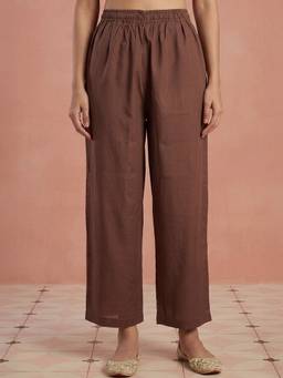 House of Chikankari - Brown Hoc Modal Solid Women Pant